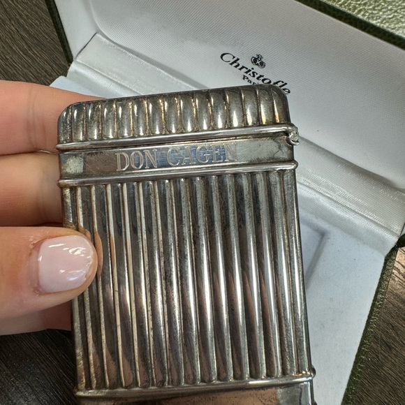 925 Sterling silver Christofle Paris vintage ribbed solid card holder - Picture 11 of 15